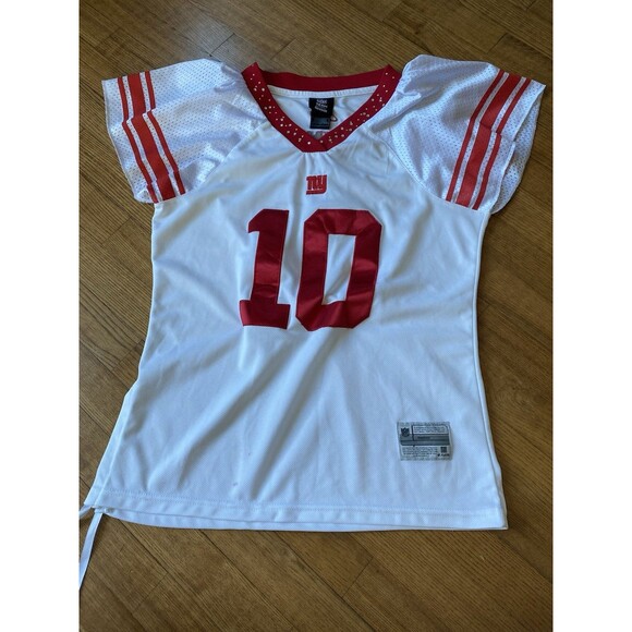 Reebok Womens Eli Manning 10 NY Giants Flutter Sleeve White Jersey Size Large - Picture 1 of 6